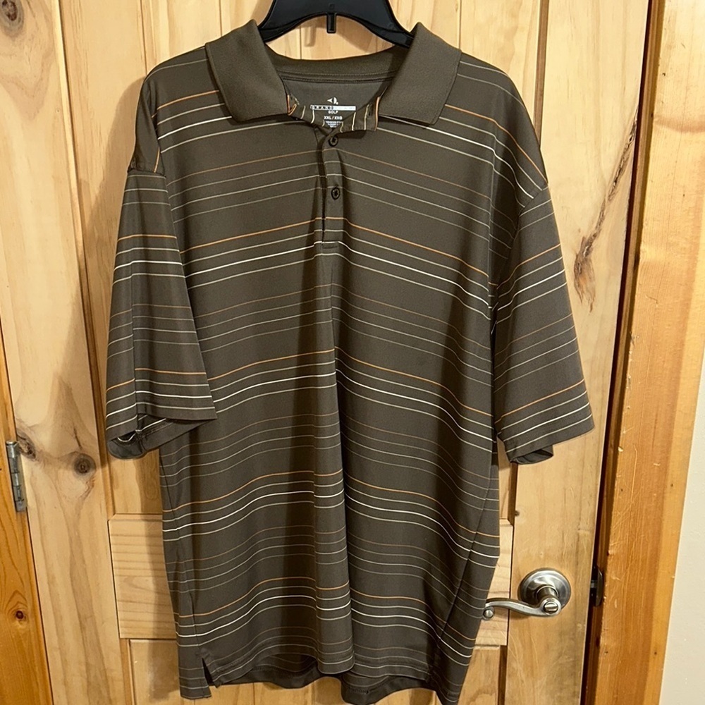 Grand Slam  Brown and White Stripes Golf Polo